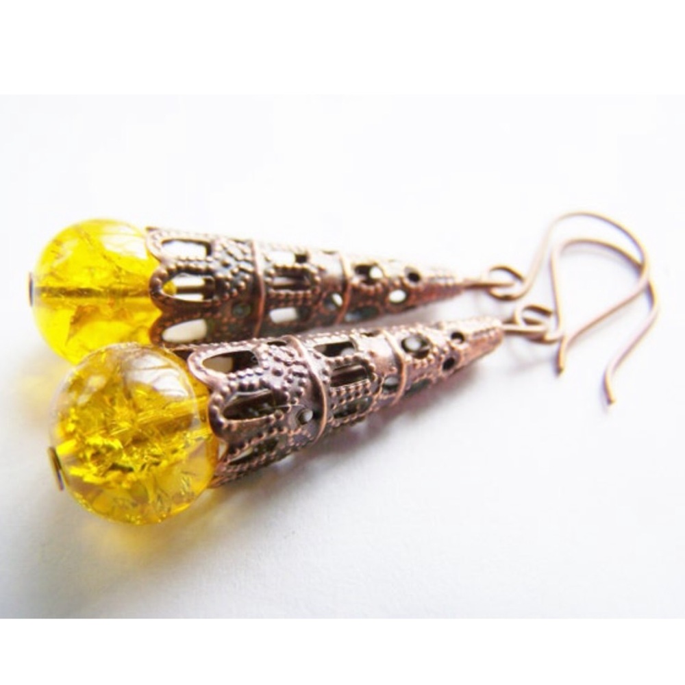 “Crackled Honey” glass earrings - NEW and arrive in gift packaging